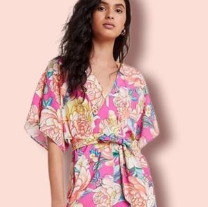 Anthropologie FARM Rio Eulalie pink floral Wide Leg Jumpsuit in size S